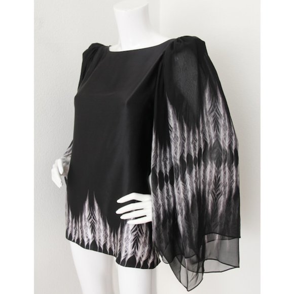 Thomas Wylde Tops - Thomas Wylde Silk Feather Print Angel Wing Tunic